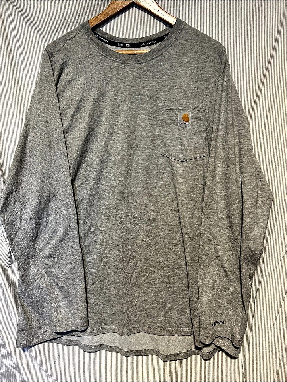 Carhartt Force Relaxed Fit Long Sleeve Pocket Tee Men's Gray 2XL